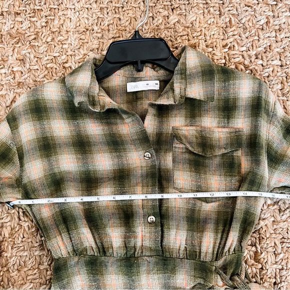 Zara Girls Plaid Side Tie Shirt Dress Size 10 - Picture 6 of 9
